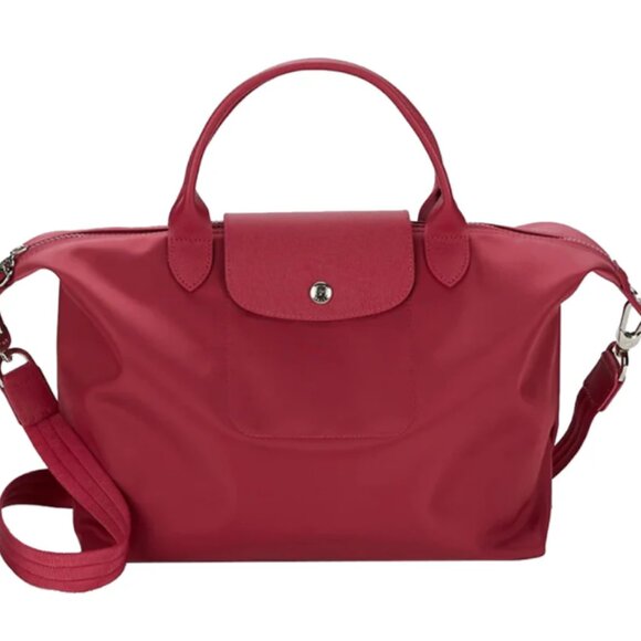 Longchamp Le Pliage Neo Medium Convertible Tote Bag in Raspberry - Picture 6 of 6
